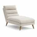 Chaiselongue mit Ruckenlehne 157 x 76 x 88 cm Polyester Beige mit Massivholzfussen