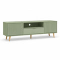 TV-Lowboard 160 x 40 x 55 cm MDF mit Kiefernholzbeinen Rechteckig Salbeigrun