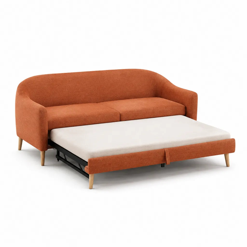2-Sitzer Schlafsofa mit Ausziehbett 160 x 90 x 85 cm Polyester Orange Liegeflache 140 x 190 cm