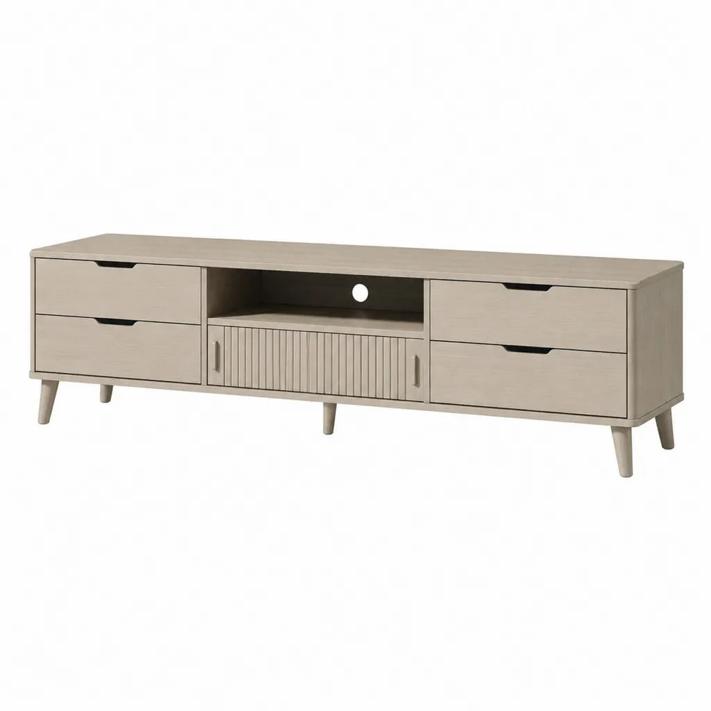 TV Lowboard 180 x 40 x 60 cm mit 4 Schubladen MDF in Beige Rechteckig