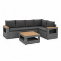 Gartenlounge Set 5-Sitzer mit Couchtisch 280 x 210 x 70 cm PE-Rattan L-Form Grau Anthrazit