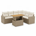 Polyrattan Gartenlounge Set 4-Sitzer mit Hubtisch PE-Geflecht Beige Braun Sofas je 120 x 70 x 70 cm Tisch 100 x 60 x 45/68 cm
