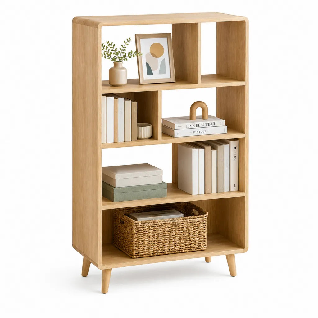 Bucherregal Standregal 80 x 30 x 160 cm MDF mit Eichenfurnier rechteckig Natur