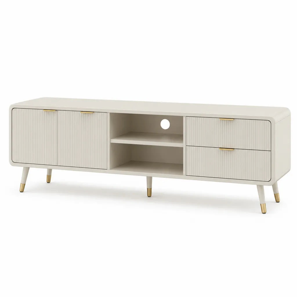 TV-Lowboard Fernsehschrank 180  40  55 cm MDF rechteckig Weiss