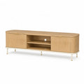 TV Lowboard 180 x 40 x 55 cm mit Schiebeturen Eichenfurnier oval Natur