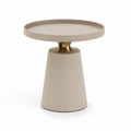 Beistelltisch mit Tablettablage aus Stahl rund Creme Gold 45 x 52 cm