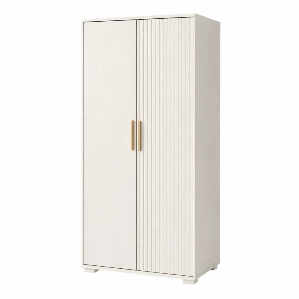 Drehturenschrank aus MDF 80 x 40 x 180 cm rechteckig Weiss