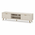 TV-Lowboard mit 2 Schiebeturen MDF rechteckig Weiss Gold 180 x 40 x 55 cm