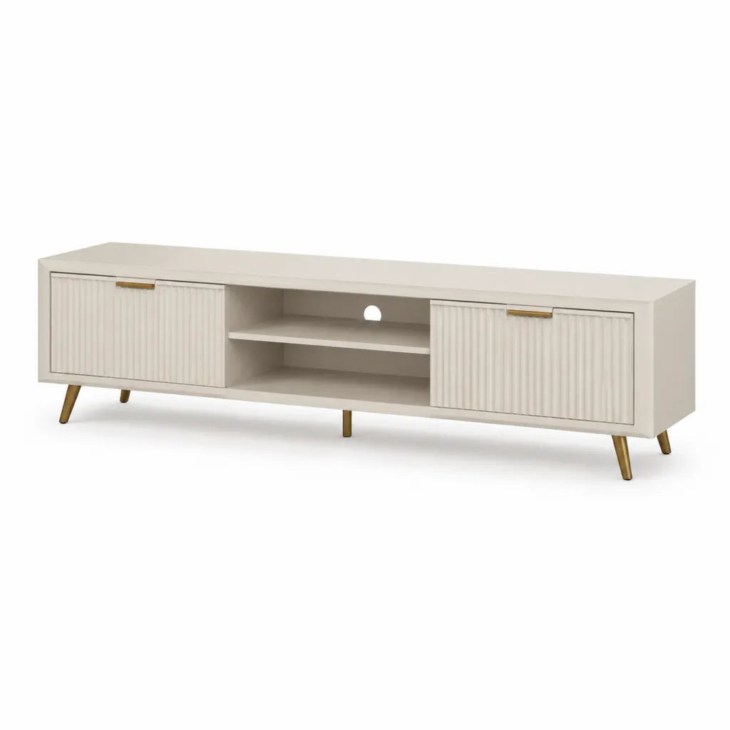 TV-Lowboard mit 2 Schiebeturen MDF rechteckig Weiss Gold 180 x 40 x 55 cm