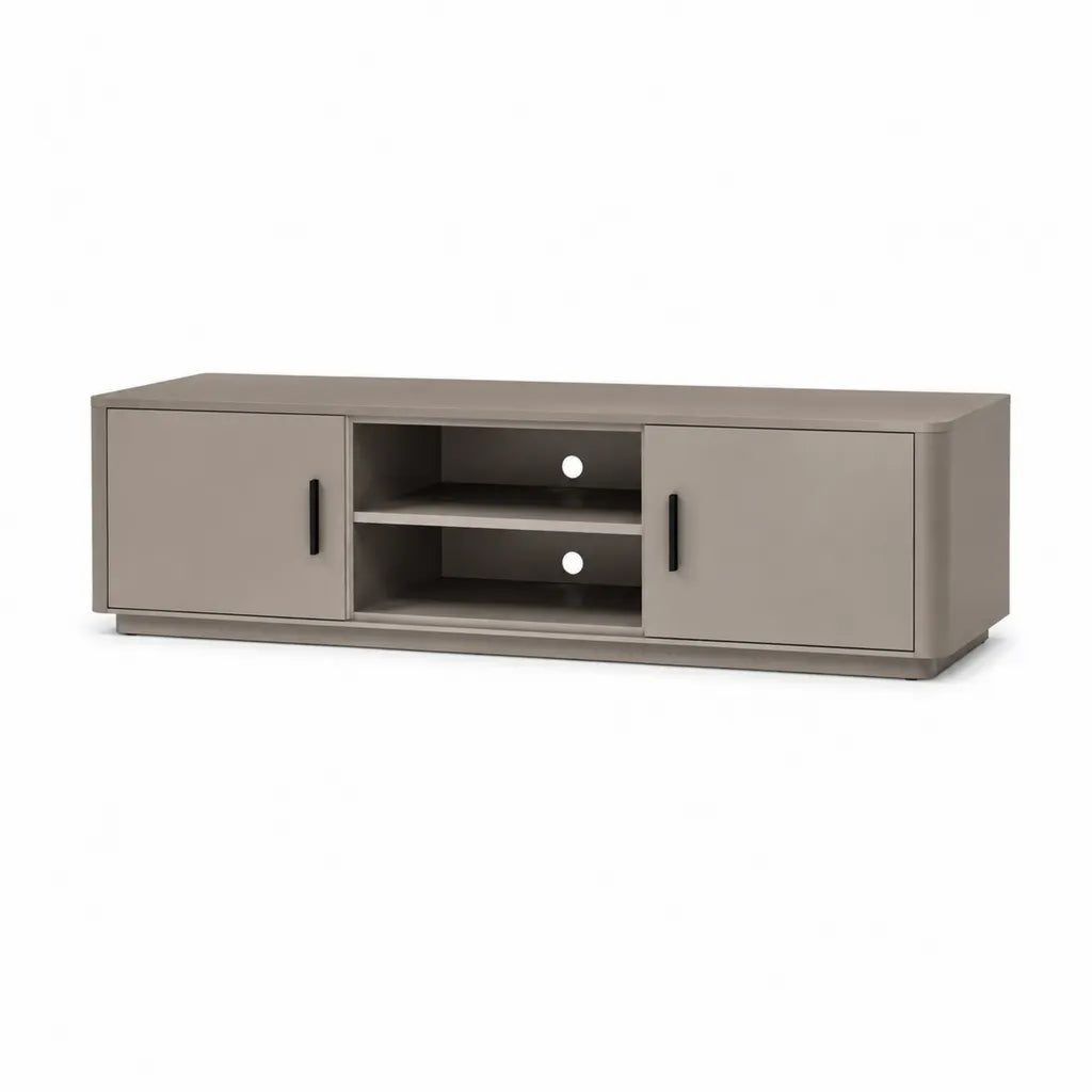 TV-Lowboard mit 2 Turen und 2 offenen Fachern MDF rechteckig Taupe 160 x 40 x 50 cm