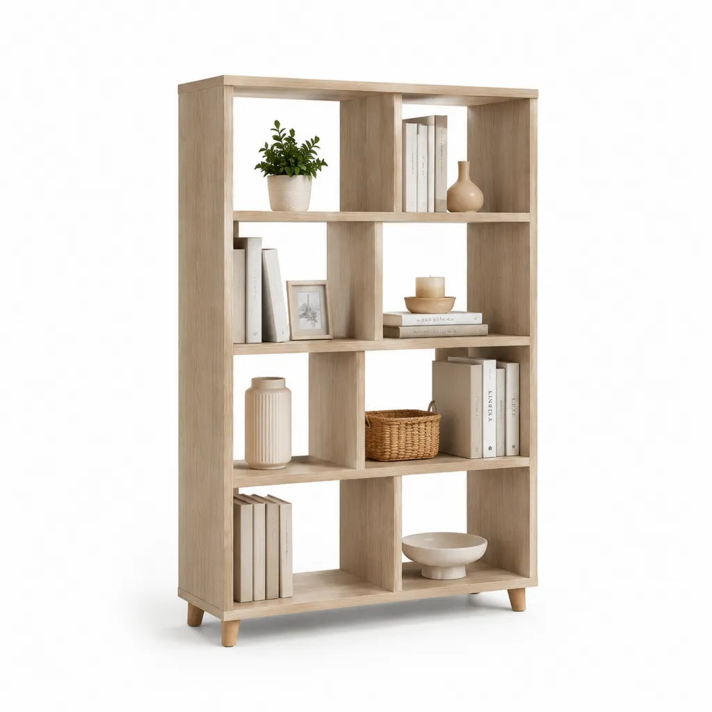 Bucherregal Standregal 80 x 30 x 160 cm aus Spanplatte rechteckig Eiche hell