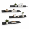 4er Set Wandregale aus melaminbeschichteter Spanplatte rechteckig Schwarz 60 x 15 x 10 cm