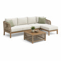Gartenlounge Set Ecksofa mit Couchtisch 250 x 160 x 75 cm Akazienholz PE-Seil Beige Natur Grun