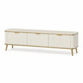 TV-Lowboard mit 3 Turen aus MDF in Cremeweiss Goldfarben 180 x 40 x 55 cm