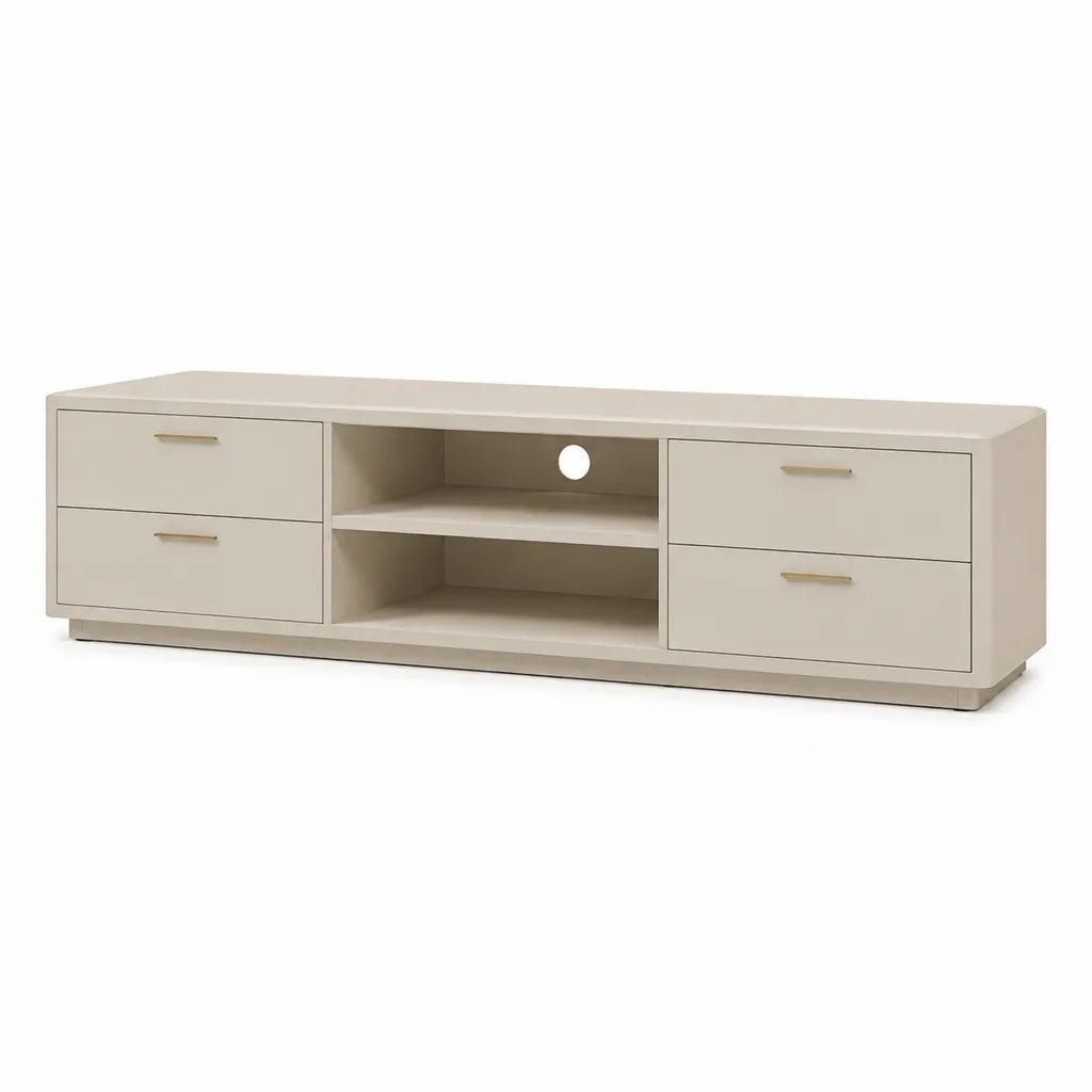 TV-Lowboard mit 4 Schubladen und 2 offenen Fachern MDF rechteckig Creme 180 x 40 x 55 cm