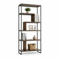 Bucherregal mit 5 Ablagen aus MDF und Stahl 80 x 30 x 180 cm rechteckig Walnussbraun Schwarz