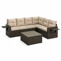 6-teiliges Gartenlounge Set Polyrattan Ecksofa mit Couchtisch 250 x 200 cm Braun Beige