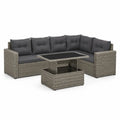 Gartenlounge-Set 5-Sitzer mit Tisch PE-Rattan L-Form Grau Anthrazit 215 x 215 x 65 cm