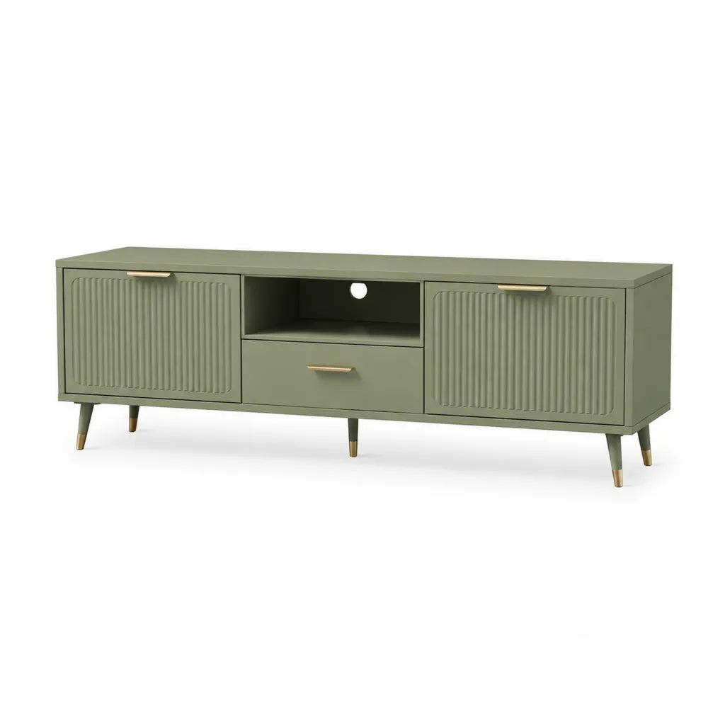 TV-Lowboard 180 x 40 x 55 cm aus MDF rechteckig olivgrun