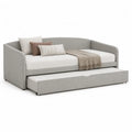 Ausziehbares Schlafsofa Tagesbett mit Unterbett 2 Liegeflachen 90 x 200 cm Polyester Hellgrau 210 x 100 x 85 cm