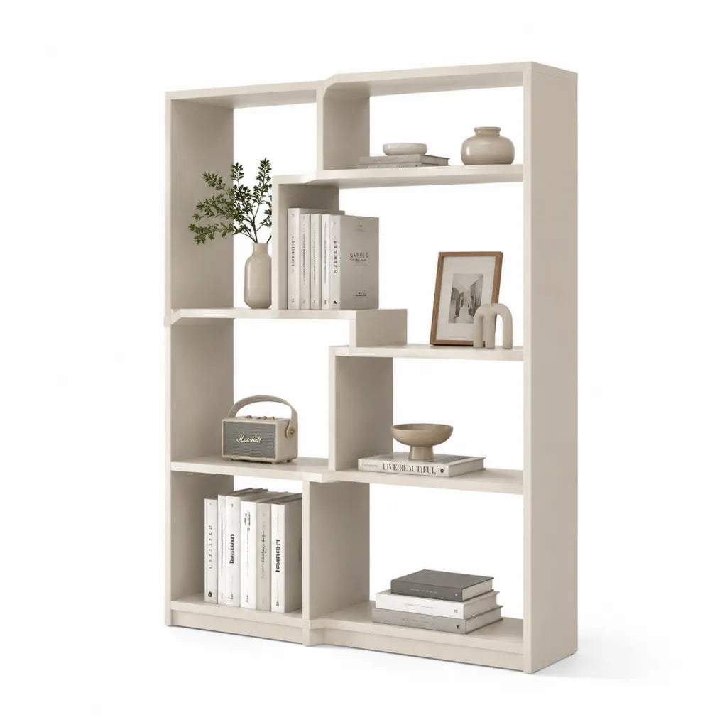 Bucherregal mit offenen Fachern aus Spanplatte cremeweiss 80 x 30 x 180 cm
