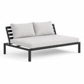 Gartensofa 2-Sitzer mit Liegeflache 200 x 140 x 70 cm Stahl Polyester rechteckig Schwarz Hellgrau