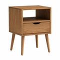 Beistelltisch mit Schublade und offenem Fach aus Eichenholz rechteckig Natur 45 x 35 x 60 cm