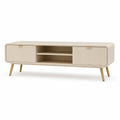 TV-Lowboard 180 x 40 x 55 cm aus MDF mit PU-Lackierung rechteckig Creme Gold